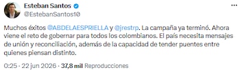 Esteban Santos felicitó a Abelardo de la Espriella - crédito @EstebanSantos10/X