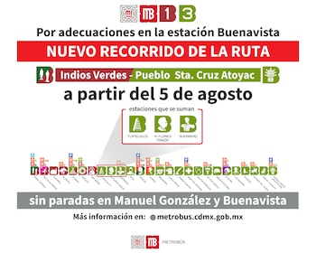 el servicio de Indios Verdes-Pueblo