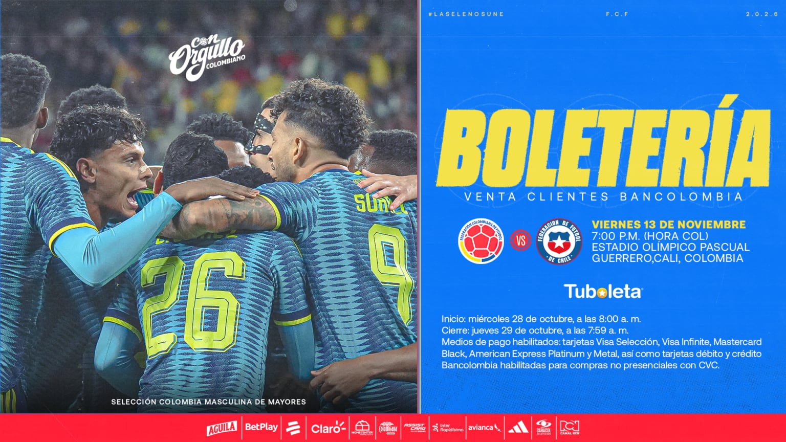 Federación Colombiana de Fútbol anunció precios de la boletería del partido Colombia vs. Chile en Cali: fechas y precios