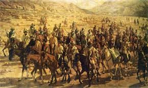 Los últimos fieles soldados llevan los restos de Juan Lavalle hacia Bolivia (Cuadro de Nicanor Blanes