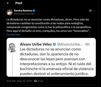 Sandra Ramírez contestó a mensaje