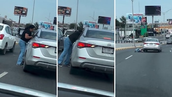 Mujer es arrastrada por un automóvil tras presunto conflicto vial en Monterrey; el momento quedó en video
