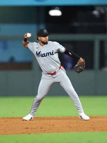 Así fue el debut de Jared Serna en MLB. (Miami Marlins)