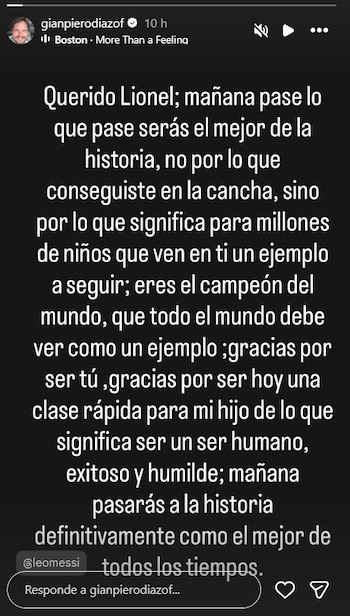 Gian Piero Díaz dedica mensaje a Lionel Messi antes de la final del Mundial 2026: “Pase lo que pase serás el mejor de la historia”