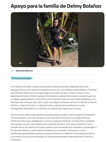La meta de la recaudación es costear el funeral y brindar sustento a los hijos de 18, 16 y 11 años tras la dolorosa pérdida.