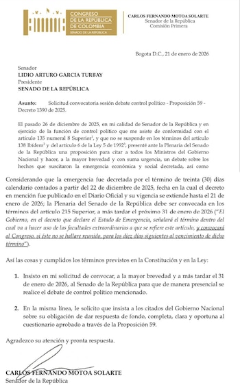 Carta de Carlos Fernando Motoa