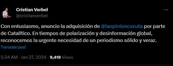 Este es Cristian Verbel el