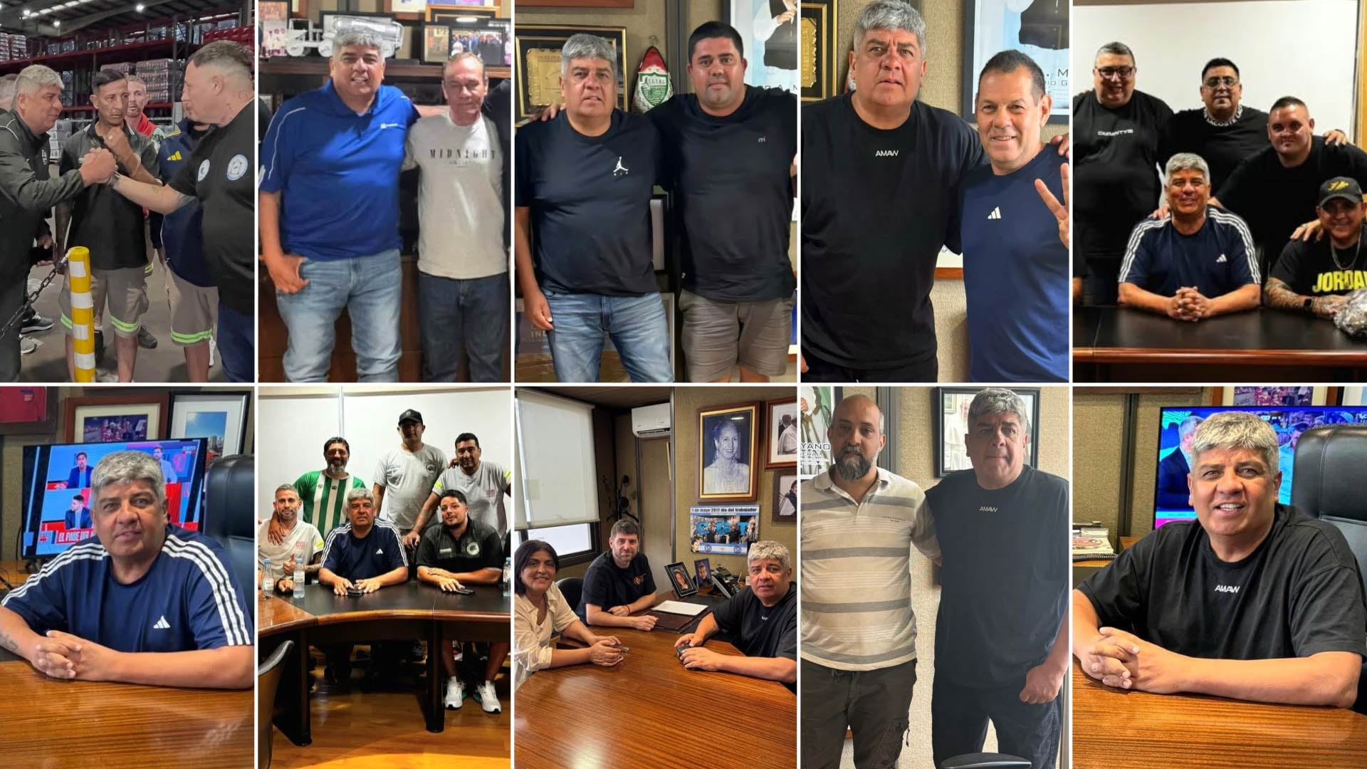 Pablo Moyano, en algunas de sus innumerables reuniones desde que reapareció hace 10 días