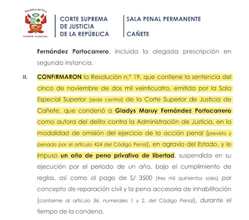 Corte Suprema confirmó condena contra la fiscal e inhabilitación.
