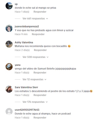 Comentarios al video de influencer