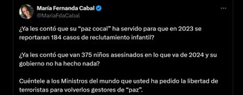 La senadora María Fernanda Cabal