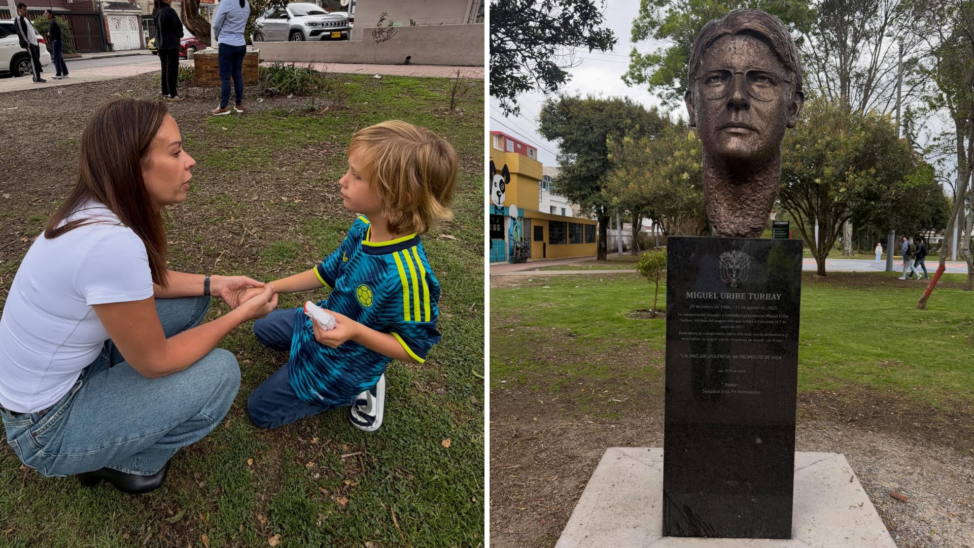 María Claudia Tarazona llevó a su hijo al mismo lugar donde Miguel Uribe Turbay fue víctima del atentado sicarial - crédito @maclaudiat/Instagram
