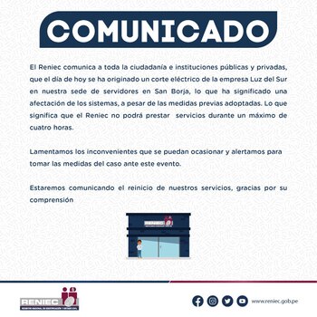 Comunicado de Reniec.