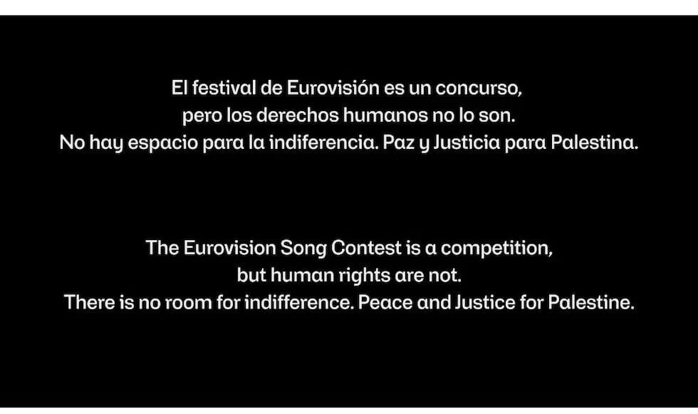 RTVE emite un mensaje contra la UER antes de la final de Eurovisión 2026 (RTVE).