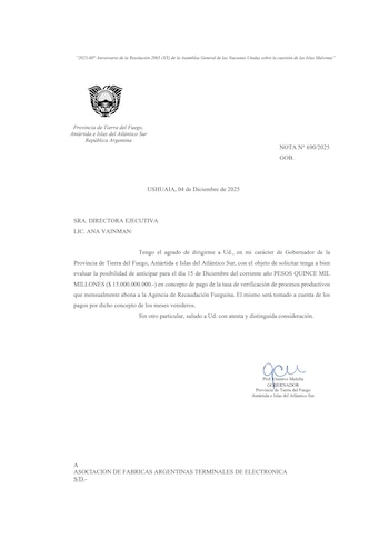 Esta es la carta enviada