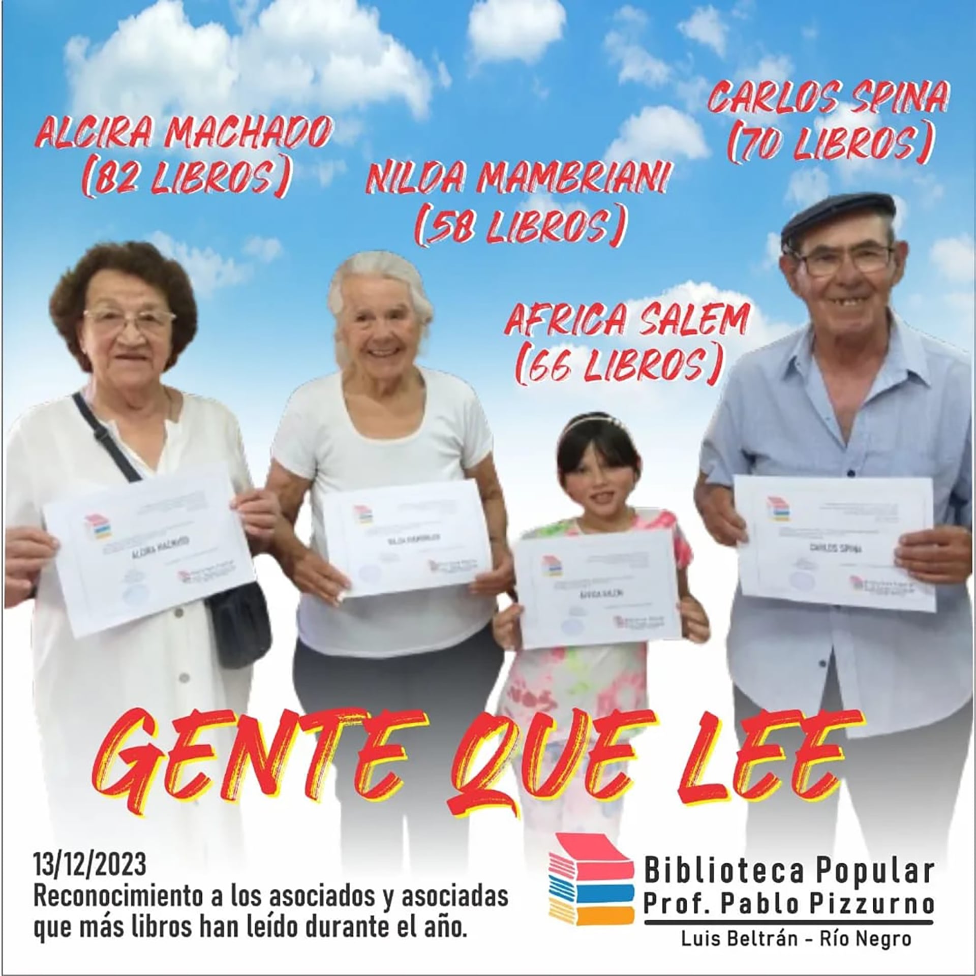 La biblioteca funciona como centro cultural con talleres, radioteatro y actividades para adultos mayores, atrayendo a los habitantes de una localidad de 10.000 personas.