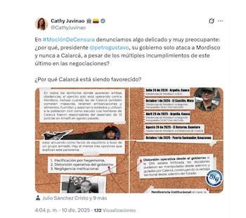 Cathy Juvinao apuntó a la