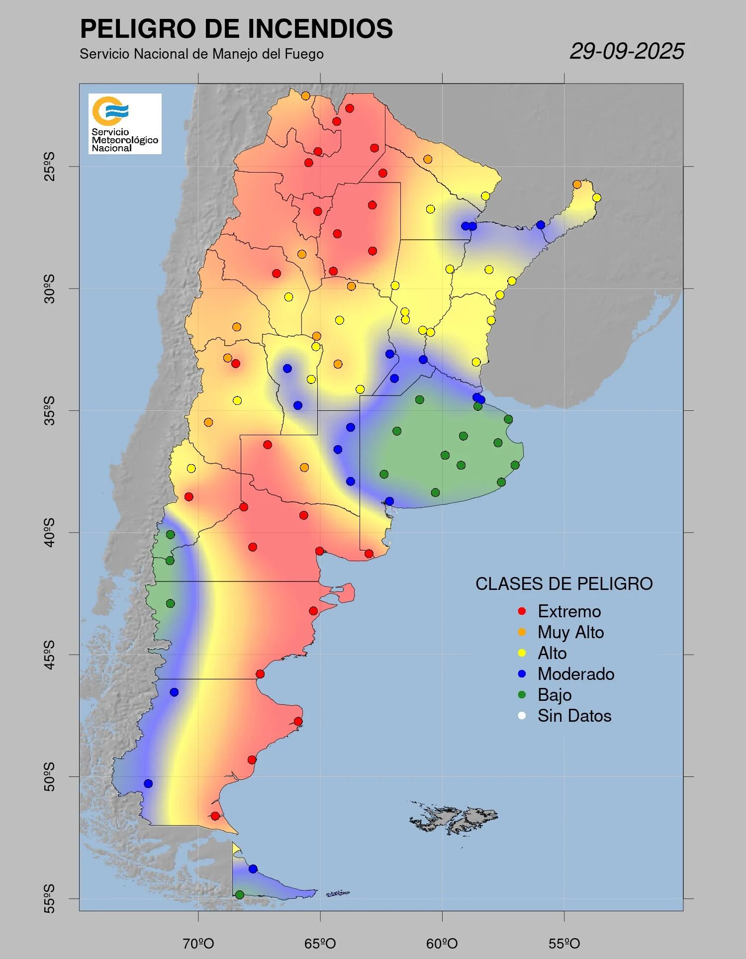 El SMN emitió una alerta de peligro de incendio en el norte del país (Foto: SMN)