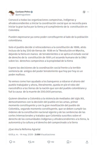 Gustavo Petro y su convocatoria al campesinado