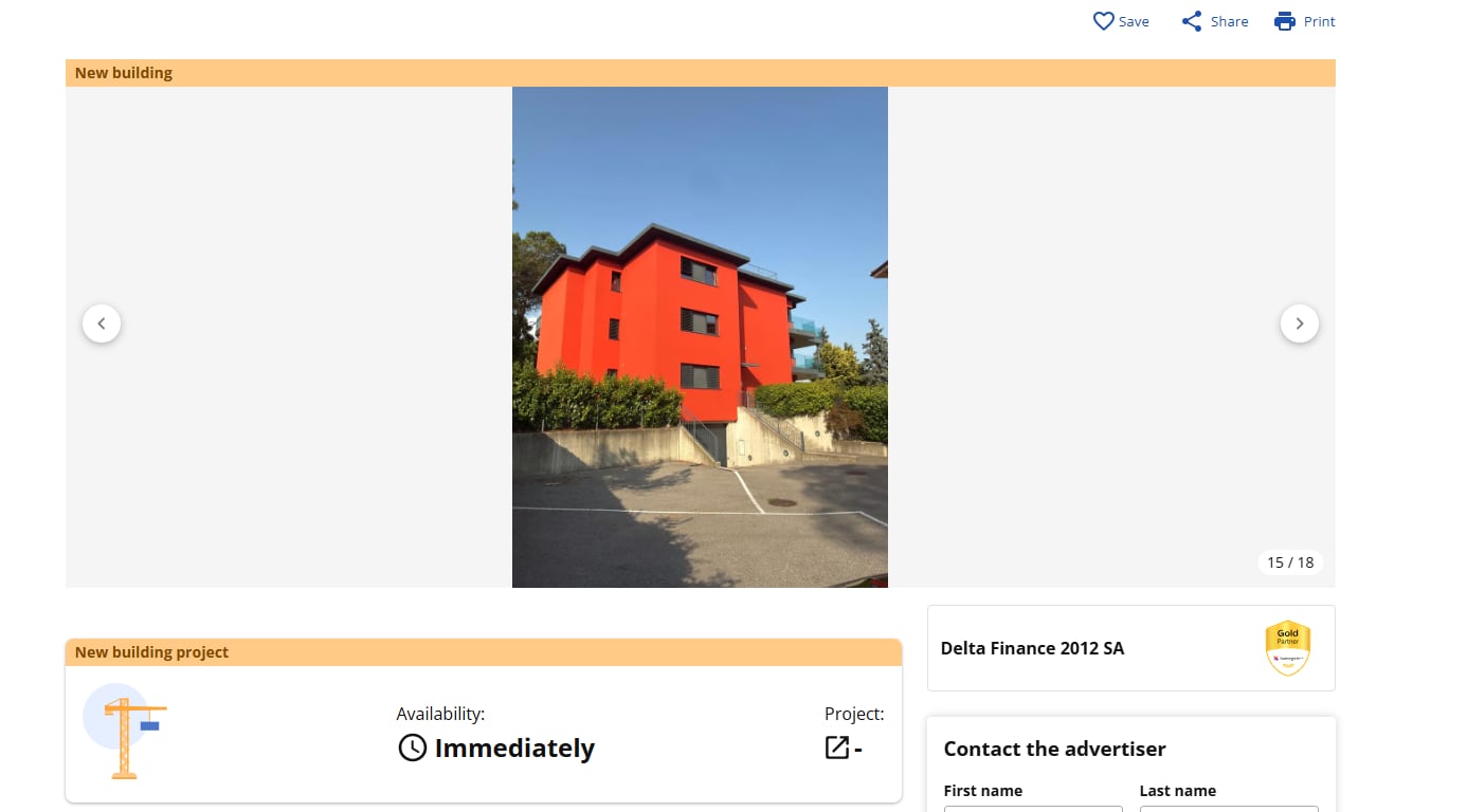 La casa que estuvo rentando Amílcar Olán. (Captura de pantalla/plataforma homegate.ch)