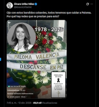 El expresidente Álvaro Uribe Vélez exigió protección especial para Paloma Valencia tras la difusión de la imagen intimidatoria. - crédito X