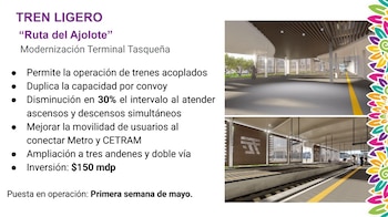Avances de remodelación del Tren Ligero CDMX (X/ @STECDMX)