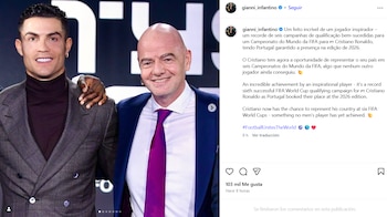 Post de Gianni Infantino elogiando a Cristiano Ronaldo por su sexta convocatoria a una Copa Mundial de la FIFA - crédito Instagram