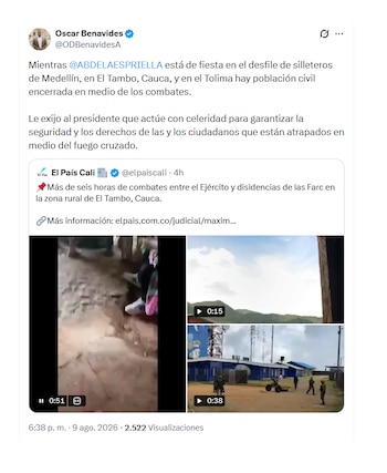 Óscar Benavides arremetió contra Abelardo de la Espriella