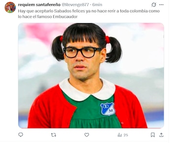 Montajes como el de Falcao con La Chilindrina destacan la creatividad e ingenio en los memes relacionados al fútbol colombiano - crédito X