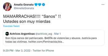 Amalia Granata también disparó contra