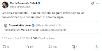 María Fernanda Cabal y su respuesta a Álvaro Uribe