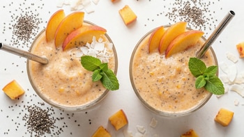 Licuado de durazno, coco y chia -México- 2 abril