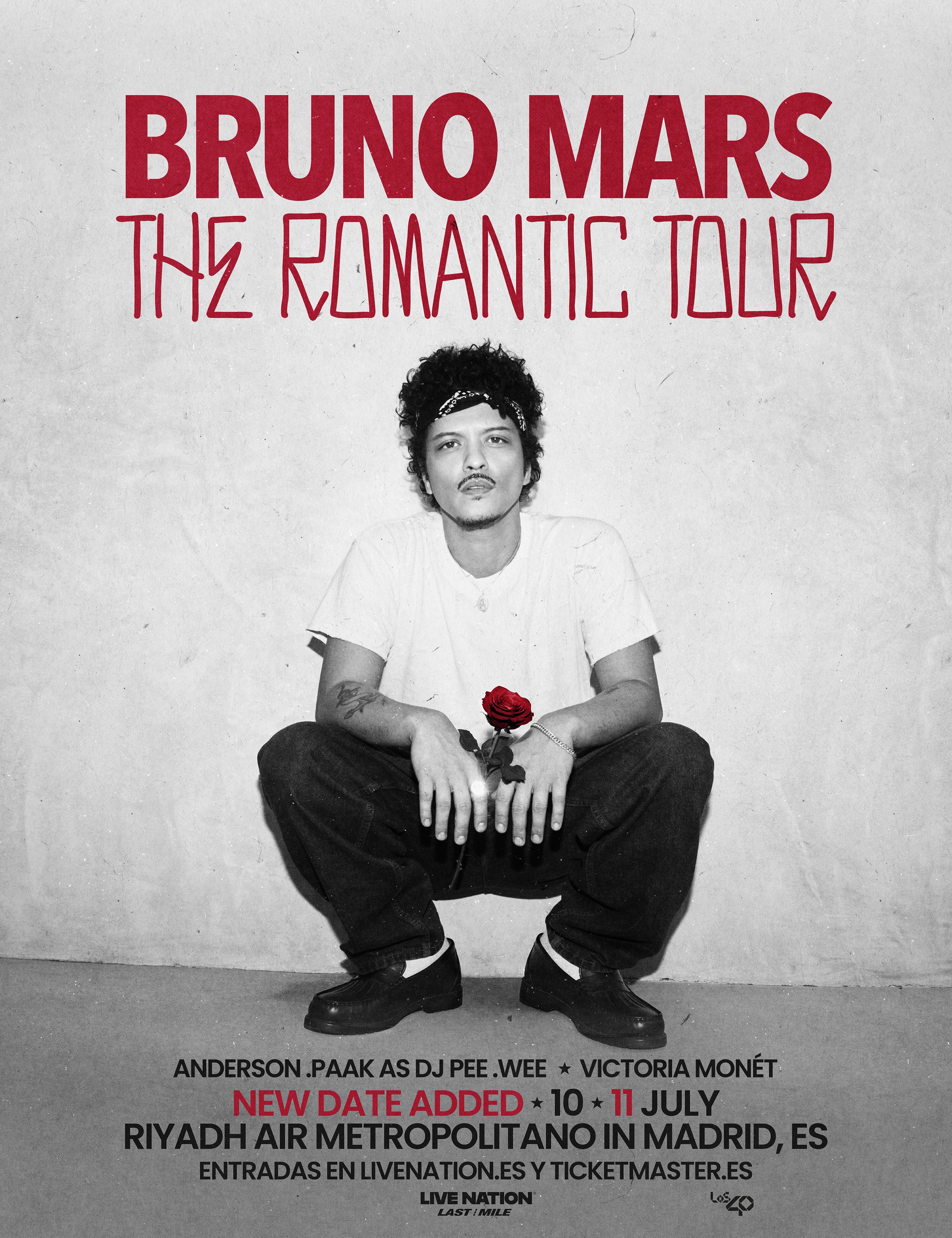 Bruno Mars anuncia una segunda fecha en Madrid con