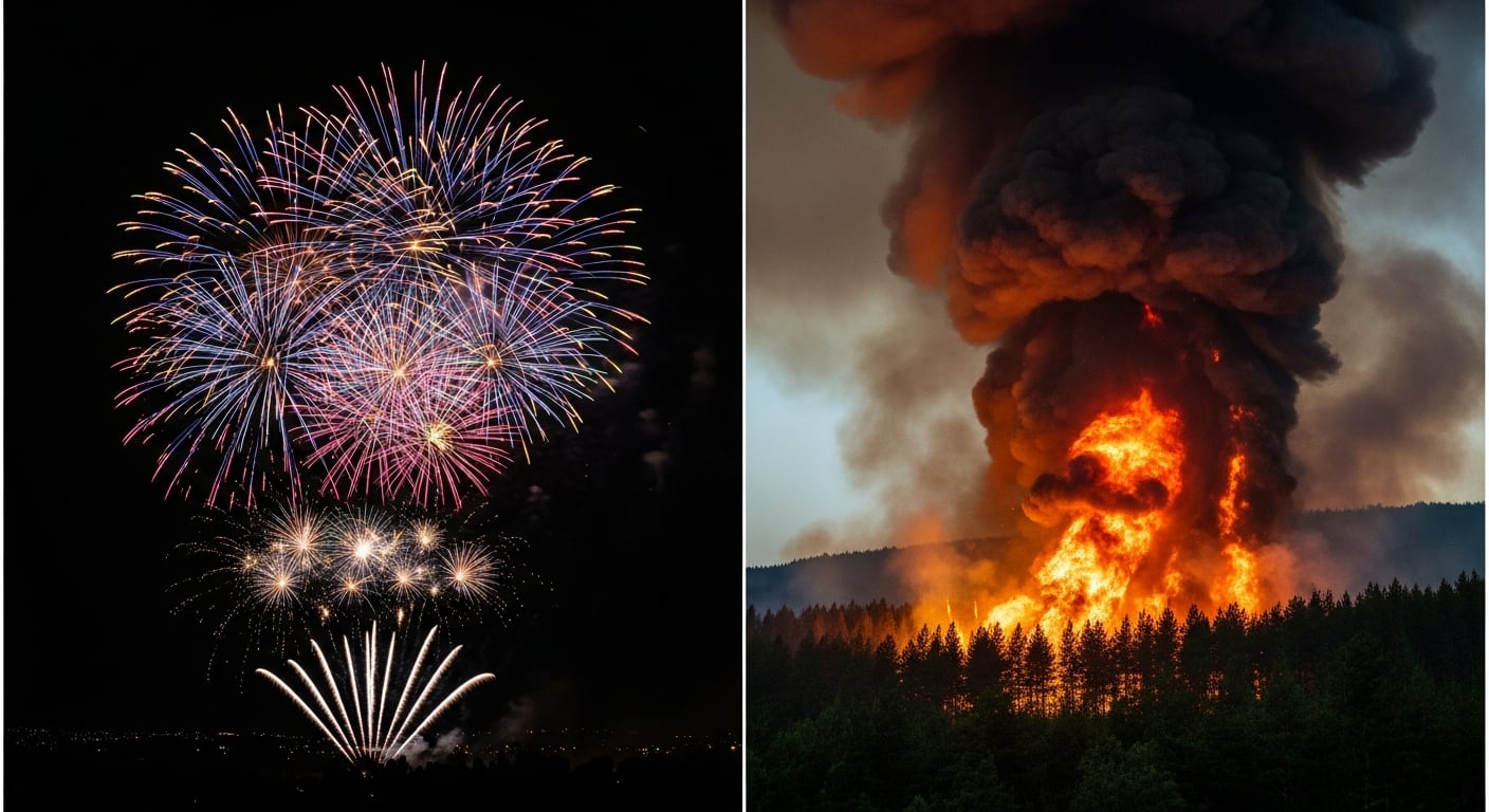 El uso de fuegos artificiales elevó el riesgo de incendios forestales en Estados Unidos durante el 4 de julio de 2026 y activó prohibiciones y restricciones en varios estados y condados. (Imagen Ilustrativa Infobae)