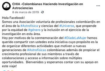 CHIA: Colombianas Haciendo Investigaciones en Astrociencias