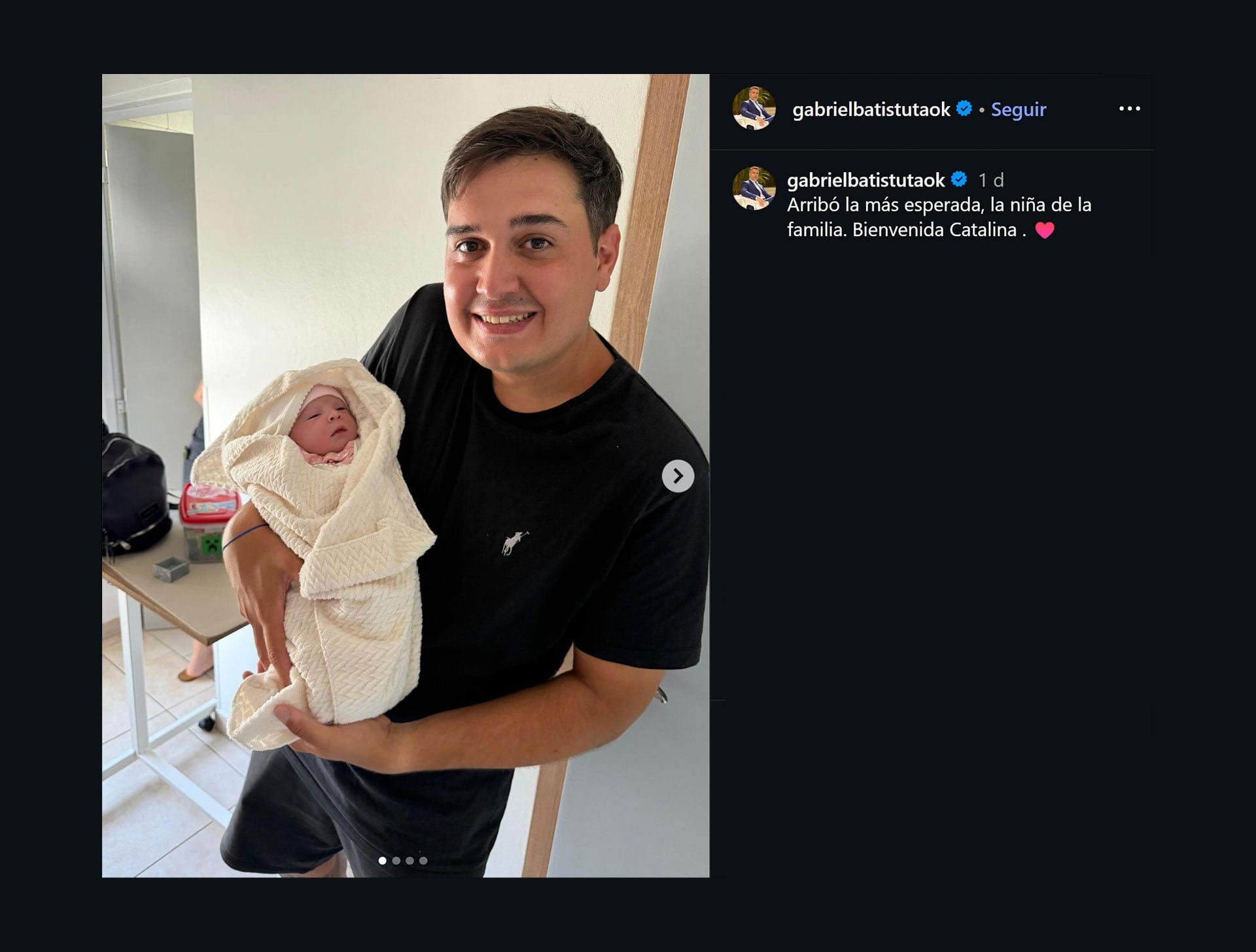 Gabriel Batistuta celebró la llegada de su nieta