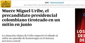 El senador Miguel Uribe falleció