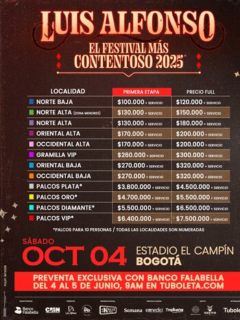 Los precios para El Festival