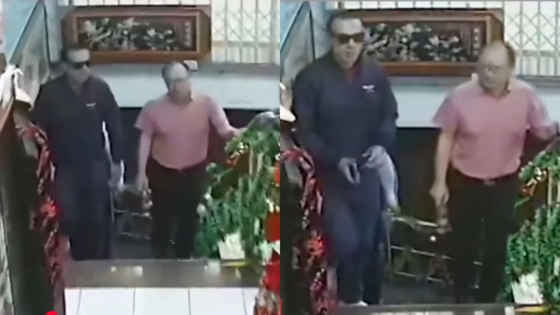 Mandatario y empresario chino Zhihua Yang subiendo escaleras de local en el Centro de Lima. | Fotocomposición: Infobae/ Cuarto Poder