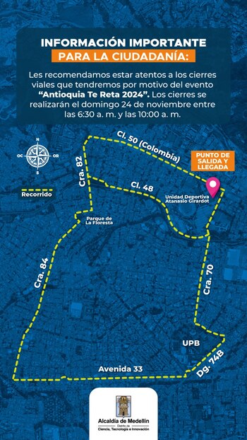 Cierres viales por carrera en