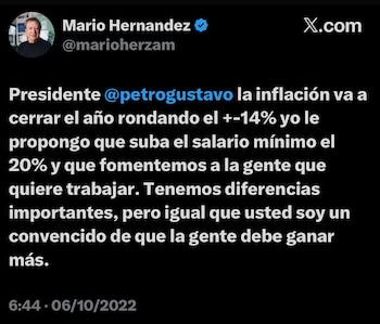 Mario Hernández propuso un aumento
