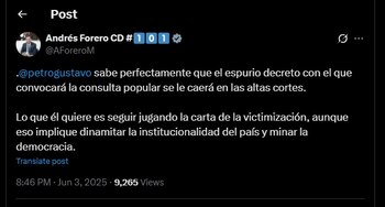 Andrés Forero habló de la