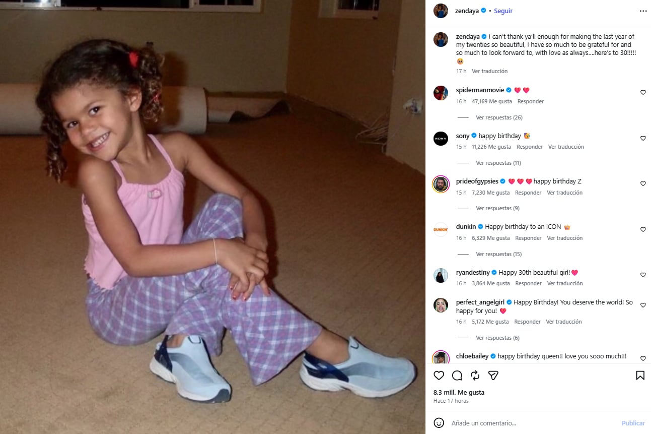 La actriz regresó a la red social tras casi dos meses para publicar una foto de su infancia por su cumpleaños (Instagram/Zendaya)