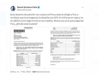 En redes sociales, Daniel Quintero