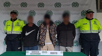 Tres venezolanos capturados en un caso de "pinchallantas" , en junio de 2026 - crédito Policía Nacional
