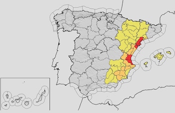 Mapa de alertas meteorológicas de