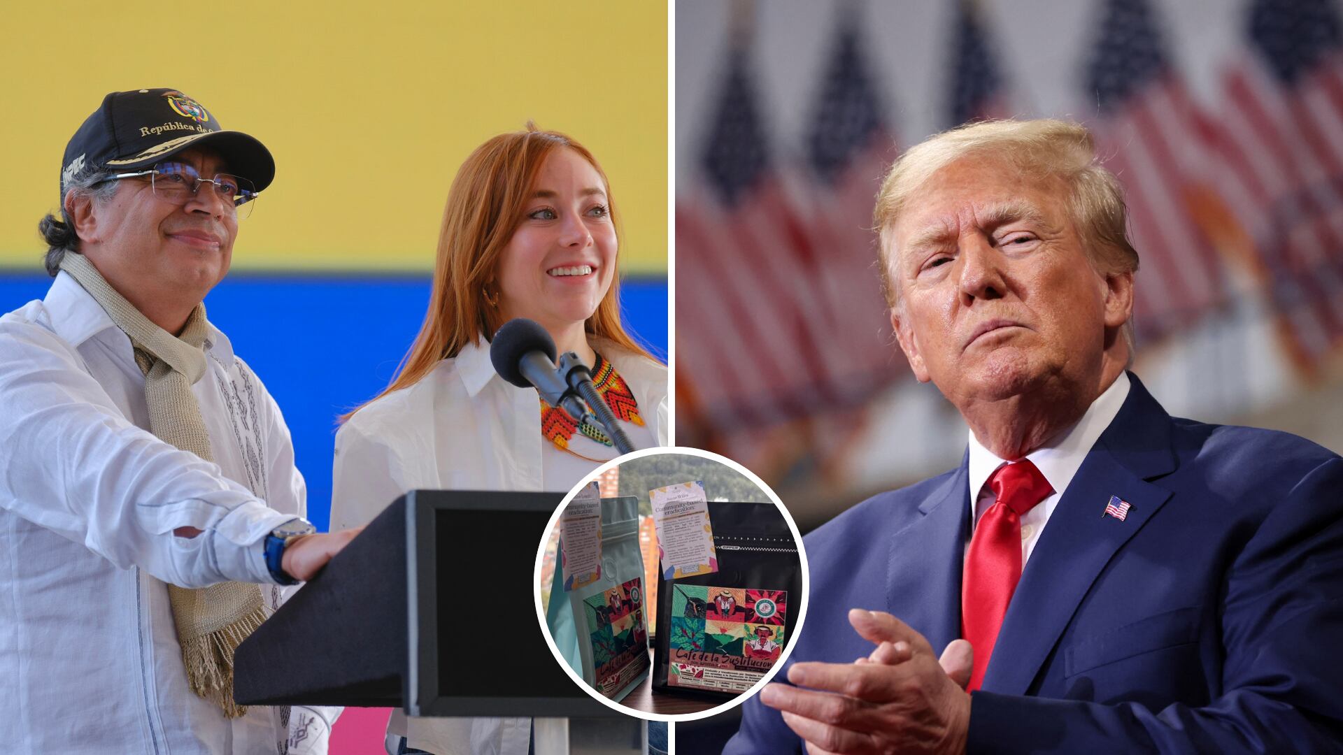 Gustavo Petro llevó a la Casa Blanca una ancheta con café y chocolates, símbolos de la política antidrogas del gobierno colombiano - crédito Presidencia - Reuters