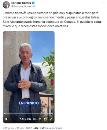 Enrique Gómez acusó a sectores tradicionales de manipular encuestas y respalda a Abelardo de la Espriella - crédito @Enrique_GomezM/X