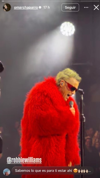 Chaparro, como fan de Willimas, asistió al concierto y la canción “Better Man” figuró en el noveno lugar dentro de un repertorio de 21 temas. (Instagram/ @omarchaparro)