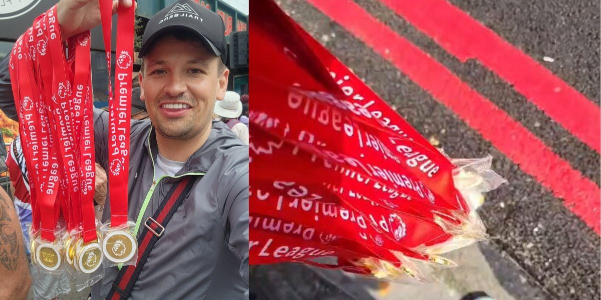 La ingeniosa estafa incluyó medallas cubiertas con una calcomanía, detrás de la cual se hallaba el escudo de los Red Devils (Captura)